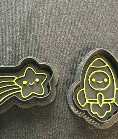 3D Printed Rocket & Star Cookie Cutters – Great For Use with Play Dough & Clay, damp sand or cookie