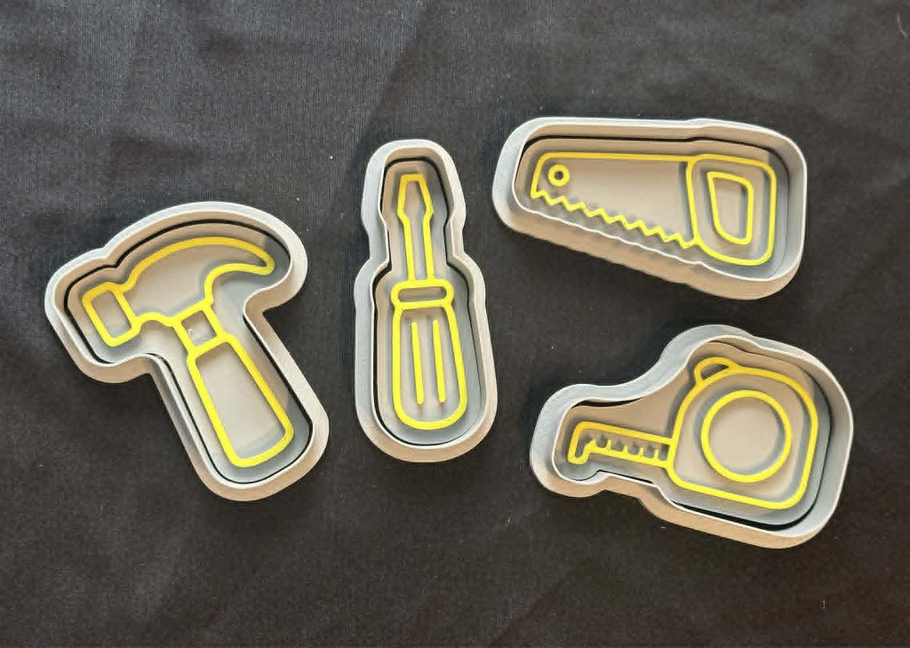 3D Printed Tool set Cookie Cutters – Great For Use with Play Dough & Clay, damp sand or cookie