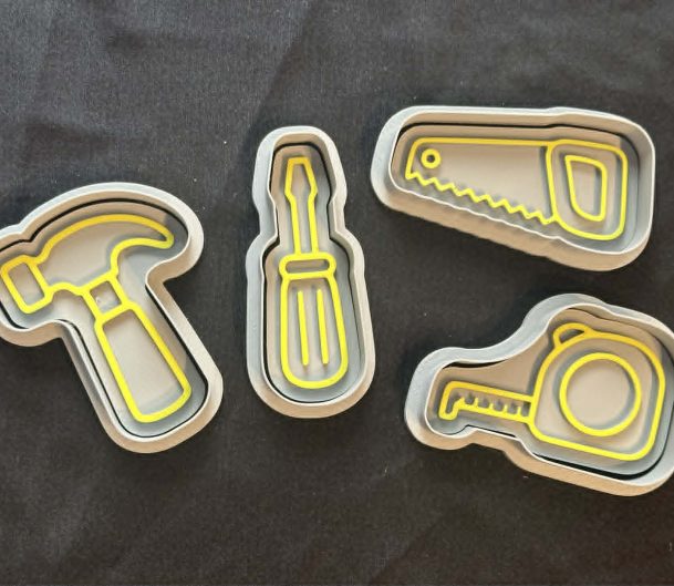 3D Printed Tool set Cookie Cutters – Great For Use with Play Dough & Clay, damp sand or cookie