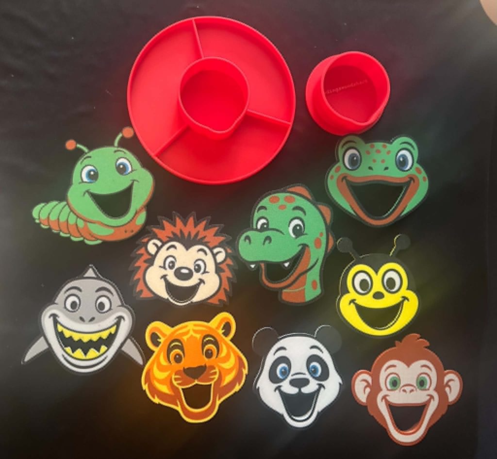 3D Printed Feeding Faces - Great for fine motor skills activities