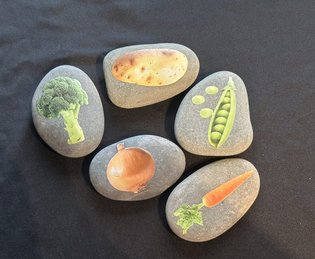 Vegetable Stones – great to add to any Sensory Activity