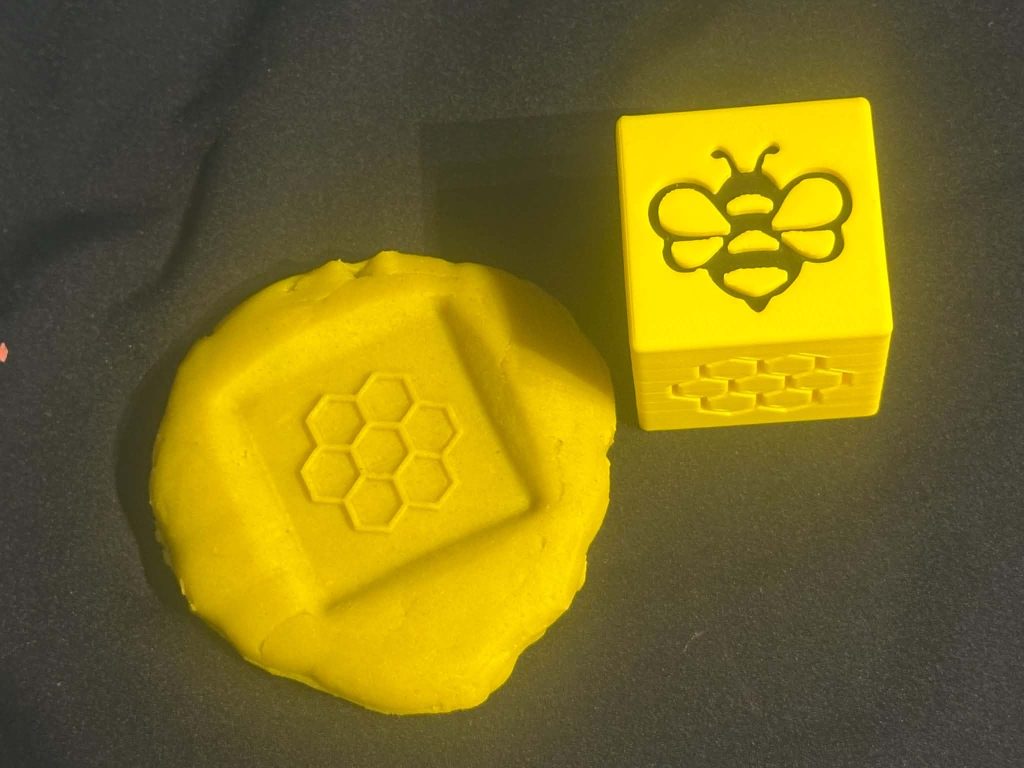 3D printed Bee Stamper Block- great for play dough