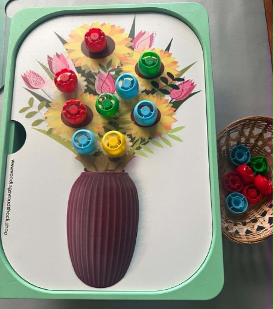 IKEA Flisat Pouch Screw Flowers in Vase activity - Great For Helping Little Hands With Coordination & Dexterity & Spring and summer activities