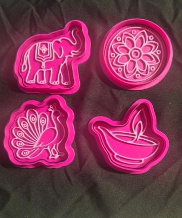 3D Printed Diwali Cookie Cutters – Great For Use with Play Dough & Clay, damp sand or cookie