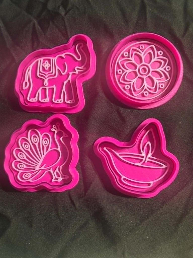 3D Printed Diwali Cookie Cutters – Great For Use with Play Dough & Clay, damp sand or cookie