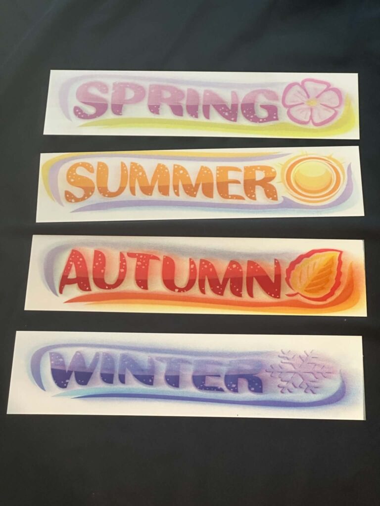 Metal Season Signs set of 4- UV printed