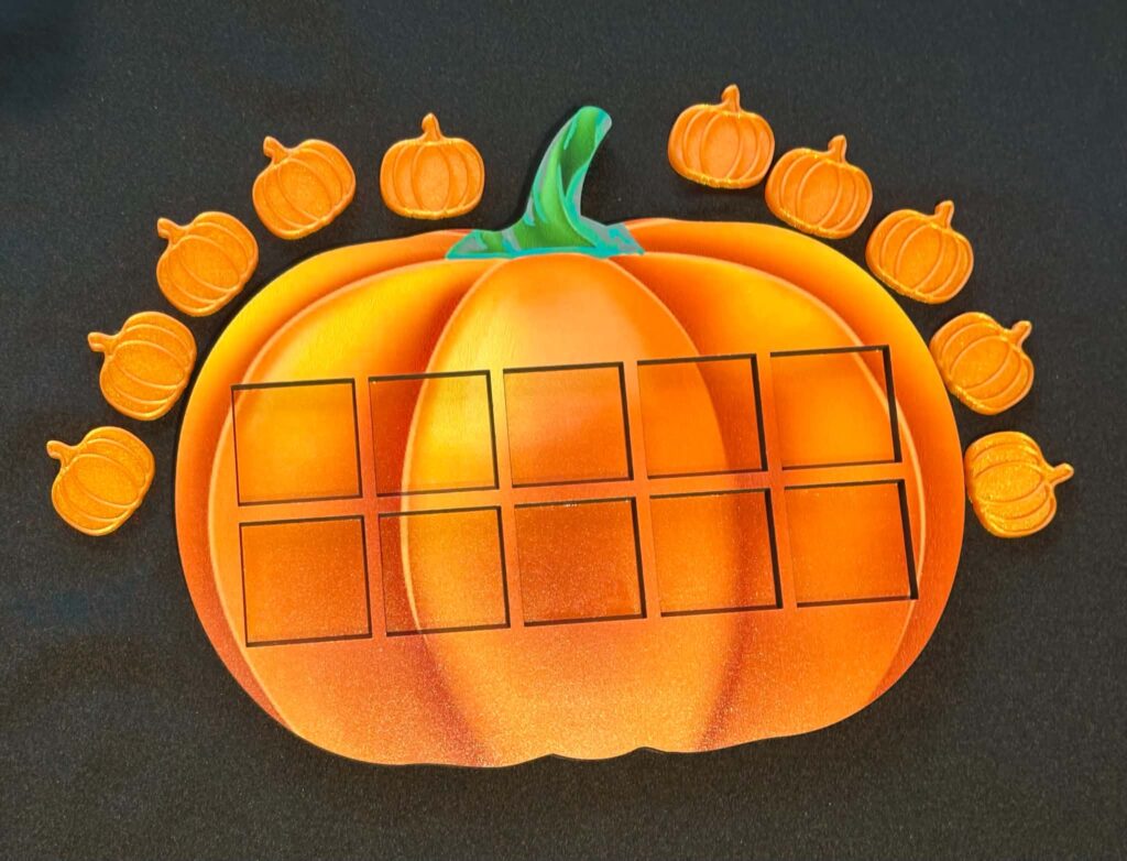 Pumpkin Ten Frame & Tokens - Great to help children visualise numbers up to 10