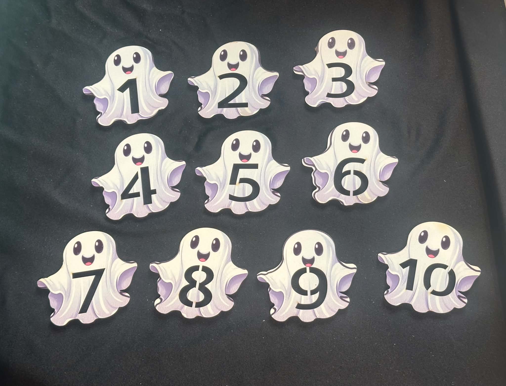 UV Printed Ghost Numbers an ideal Numeracy aid especially when used with Halloween play - Image 1