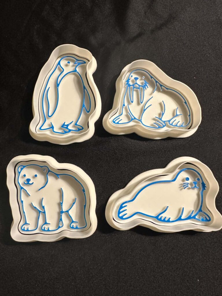 Artic Animals Play Dough Cutters & Stamper set-Great for Play Dough or moon sand