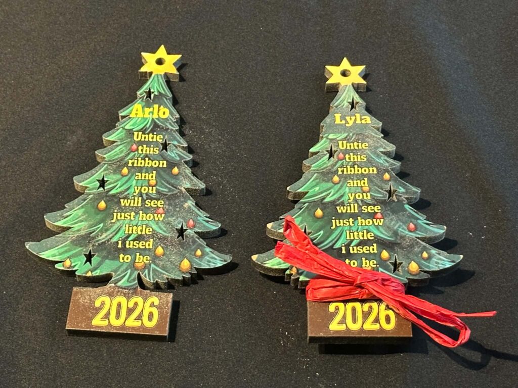 Christmas Tree Ribbon Shape – Measure Your Little One With Some Ribbon And Tie It Round the Trunk To See How Much They Grow Each Year