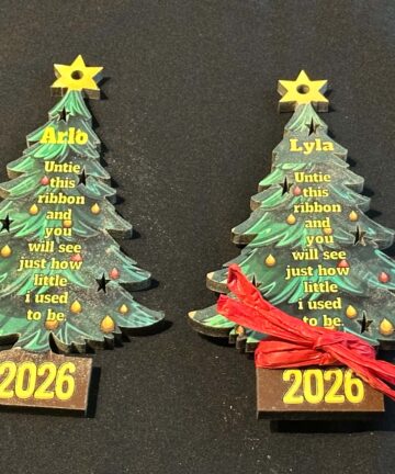 Christmas Tree Ribbon Shape – Measure Your Little One With Some Ribbon And Tie It Round the Trunk To See How Much They Grow Each Year