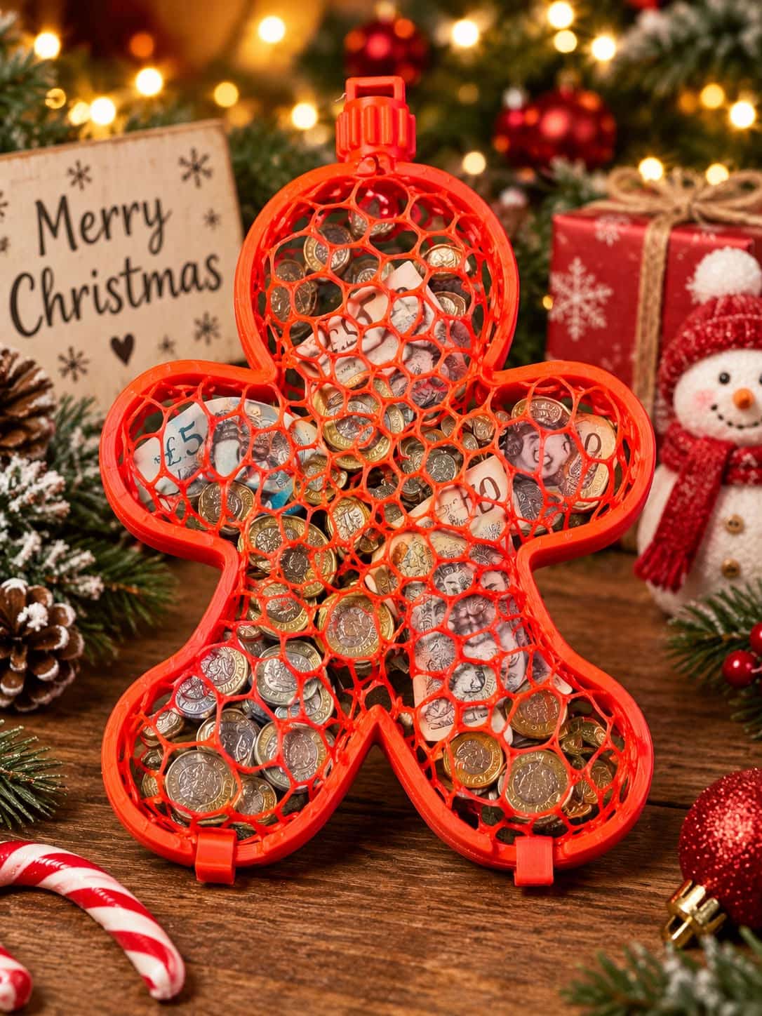 Mesh Fillable Gingerbread man - great for Christmas gifts - Image 1