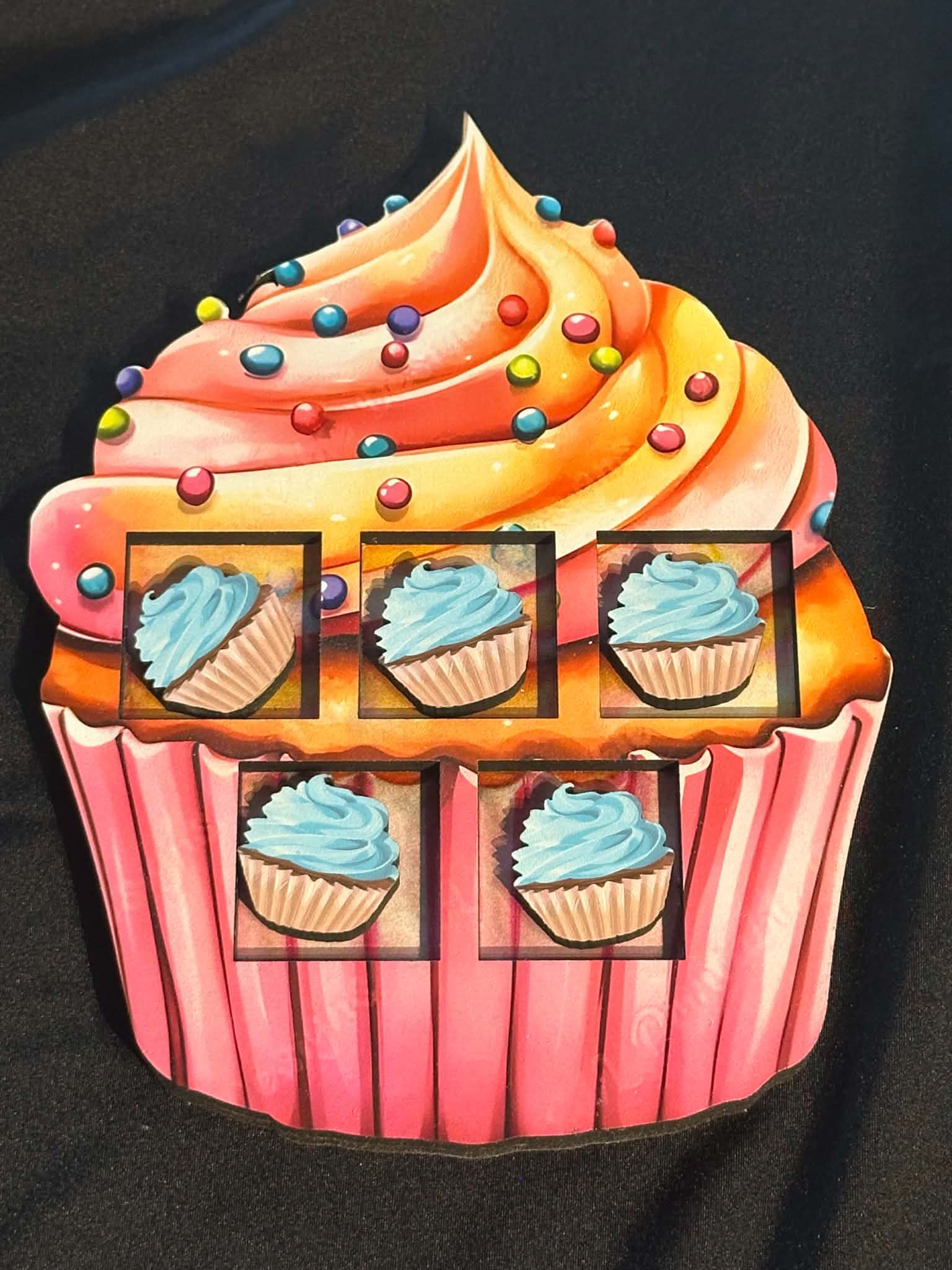 UV Printed Cupcake Five Frame and five Mini cakes - Image 1