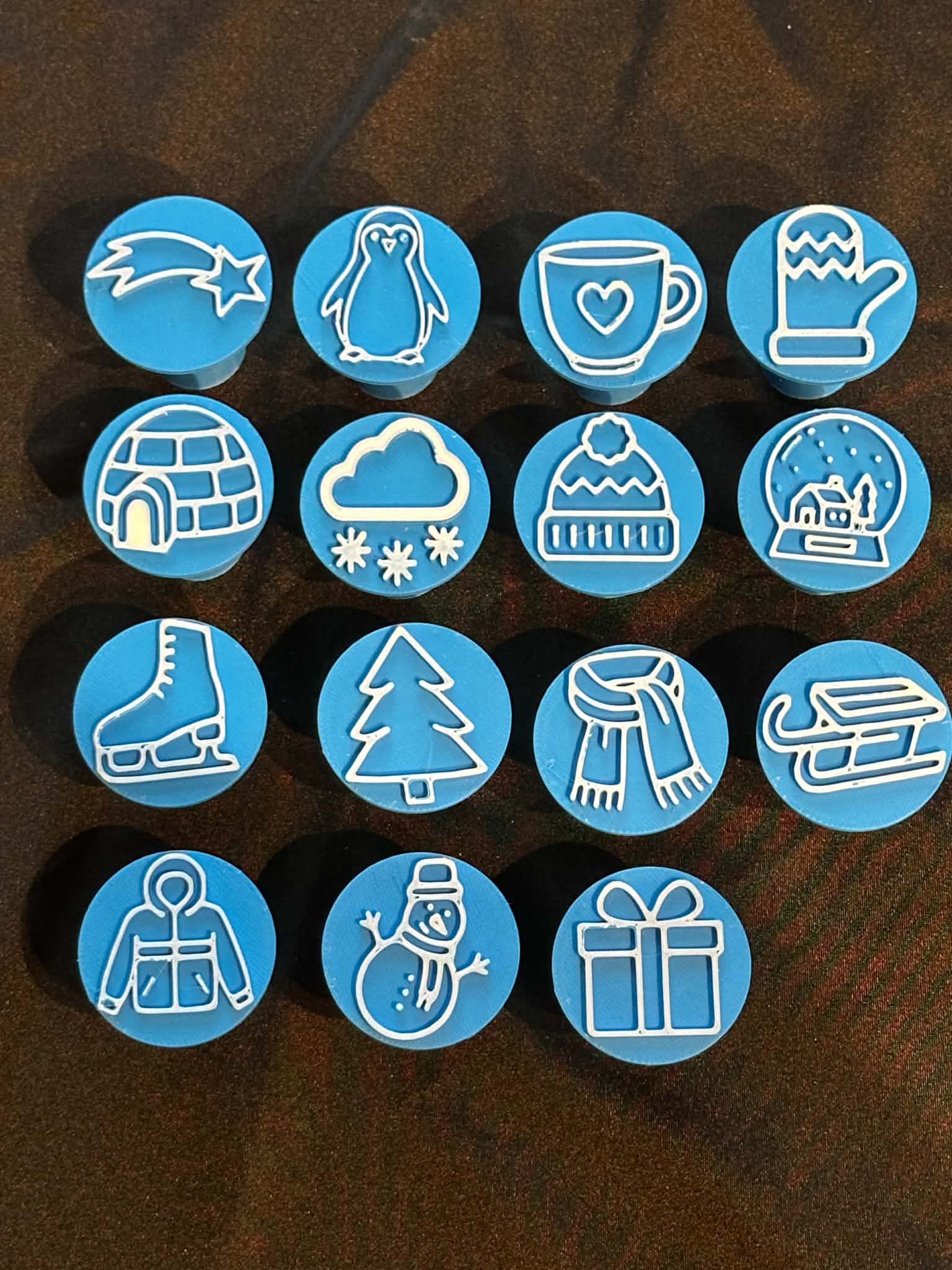 Winter Stamper set of 15 stampers- great for play dough, moon or damp sand - Image 1